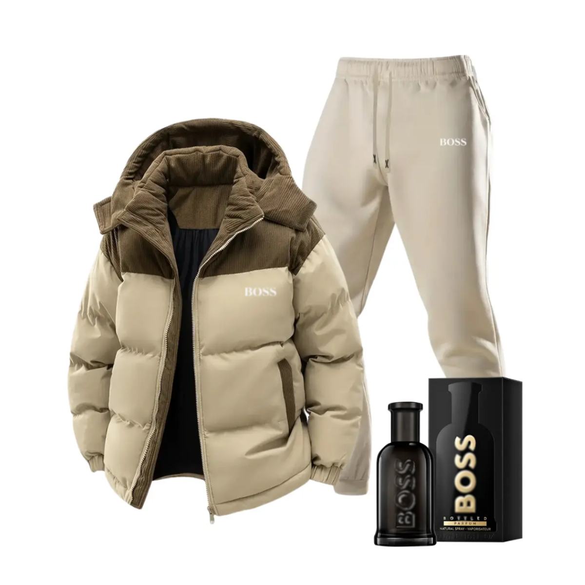 Spring jacket and pants set + luxury perfume