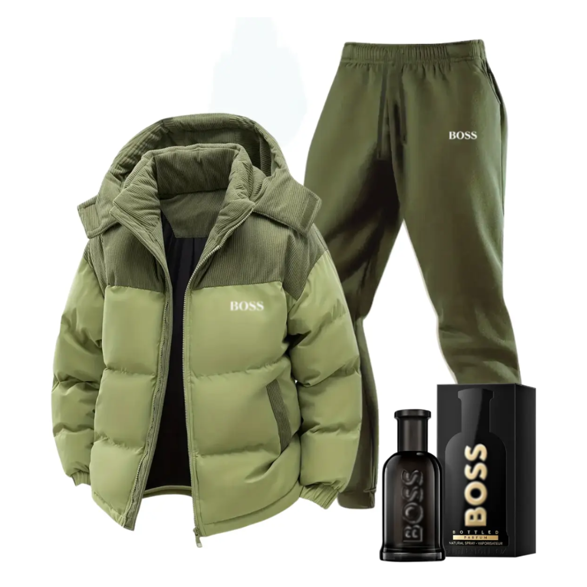 Spring jacket and pants set + luxury perfume